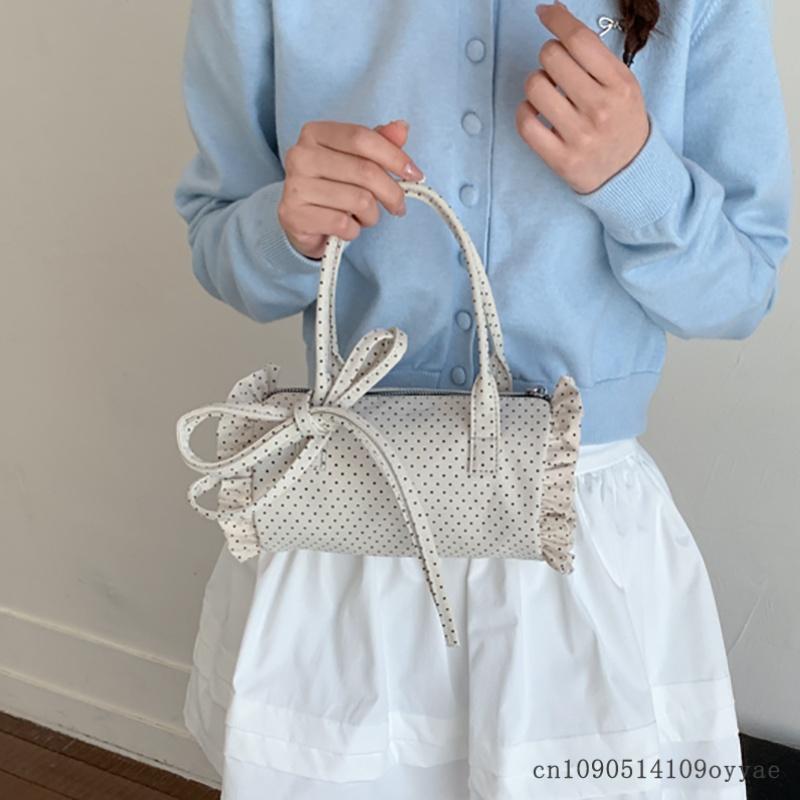 2026 Newest Korean Summer Women's Handbag High-end Polka Dot Niche Pillow Bag Single Shoulder Bags Cylindrical Crossbody Bag