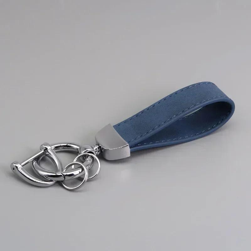 Custom LOGO Suede Leather Keychain Vintage Laser Engrave Car Key Ring Holder for Men and Women Personalized Key Chains Ring
