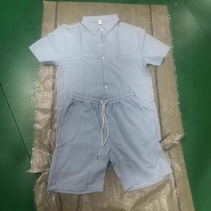 Men Casual Loose Short Sleeve Shirt And Shorts Beach Quick Dry Two Piece Set