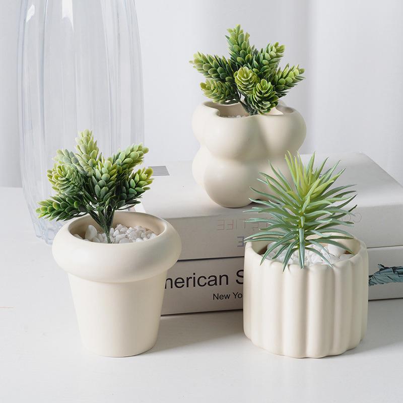 Ceramic Flowerpot Indoor Plants Pots European Flowerpot Simple Succulent Plants Planter Container Small Bonsai Home Decoration