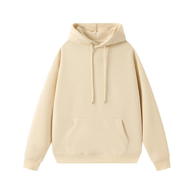 Men's and Women's Warm Cotton Hooded Sweatshirt - Plain Color, Loose Fit, Autumn Winter Style
