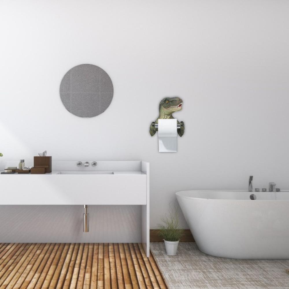 No Drilling Dinosaur Toilet Paper Holder Wall Mounted Resin Paper Towel Dispenser For Kitchen