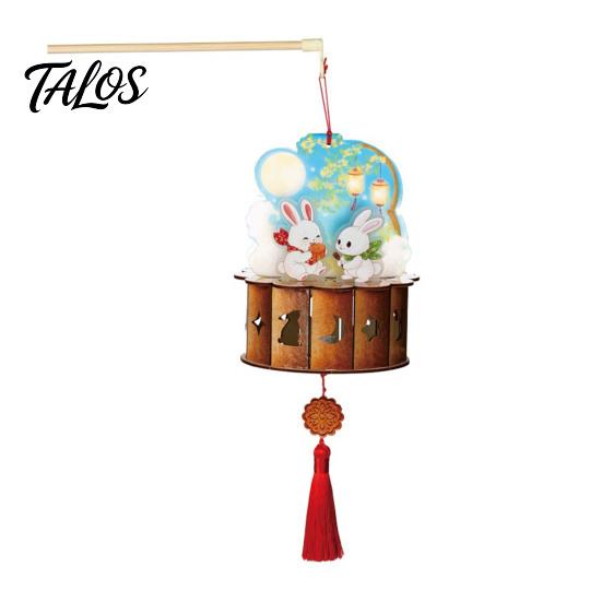 Artistic Handmade Ornament Mid-Autumn DIY Moon Rabbit Lantern Kit, 3D LED Handheld Lantern, Indoor Team Building Craft Ancient Style Set for Home Kids