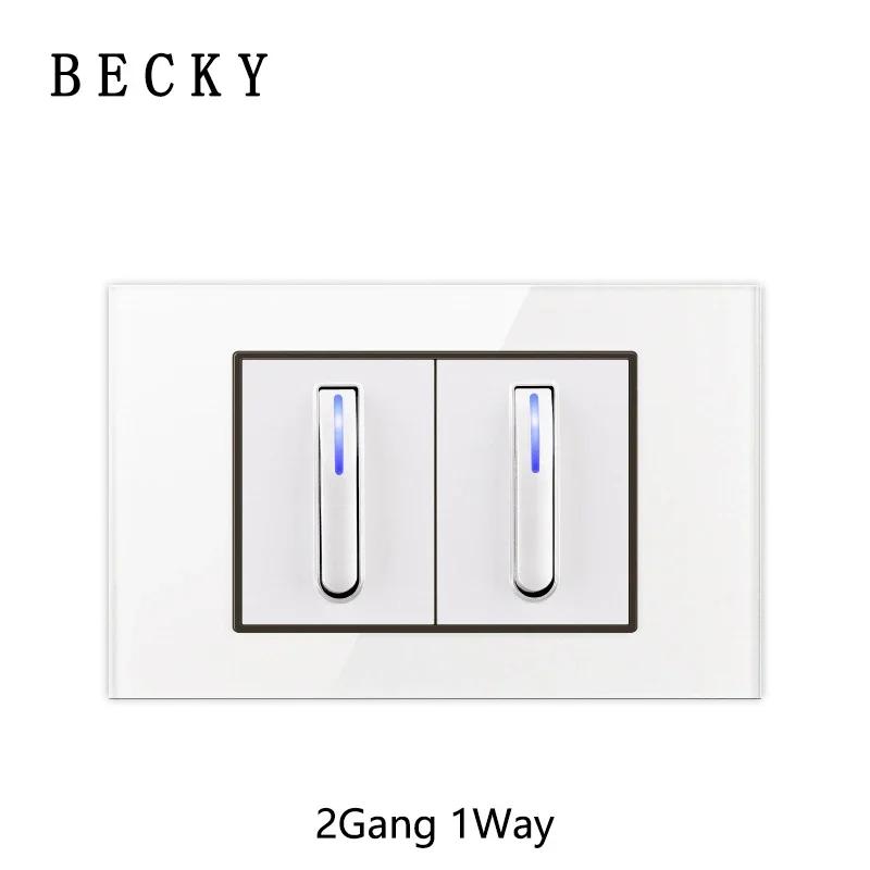 118 Type Piano Key White Tempered Glass Fashionable Switch Socket American British European Standard Universal Socket