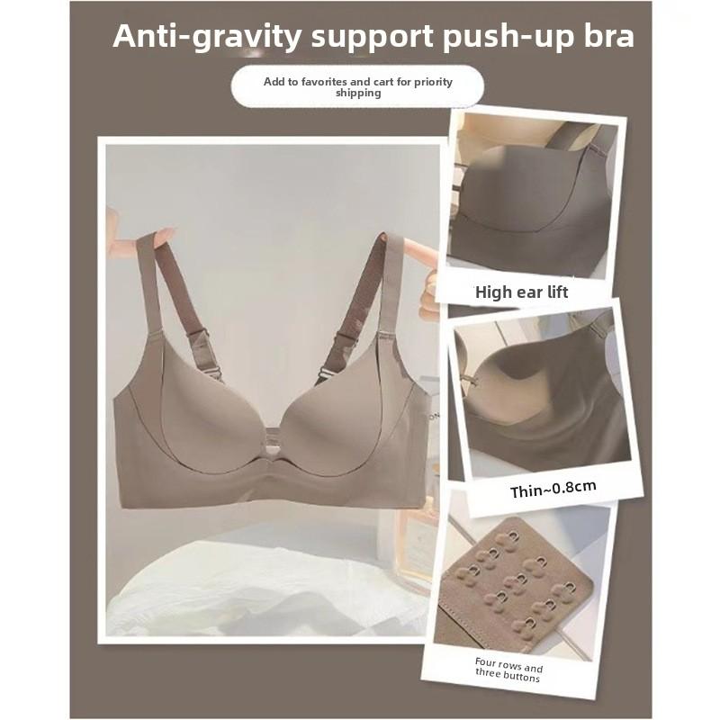 Lifting Queen Thin Seamless Wireless Bra, Push Up Bust Lift Side Gathering Breathable Small Bust Enhancing Women Bra