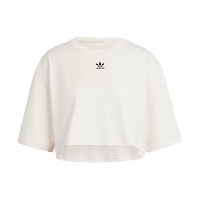 Originals Essential Logo Printed Round Neck Loose Short Sleeve T-Shirt Women Tops White IR5976