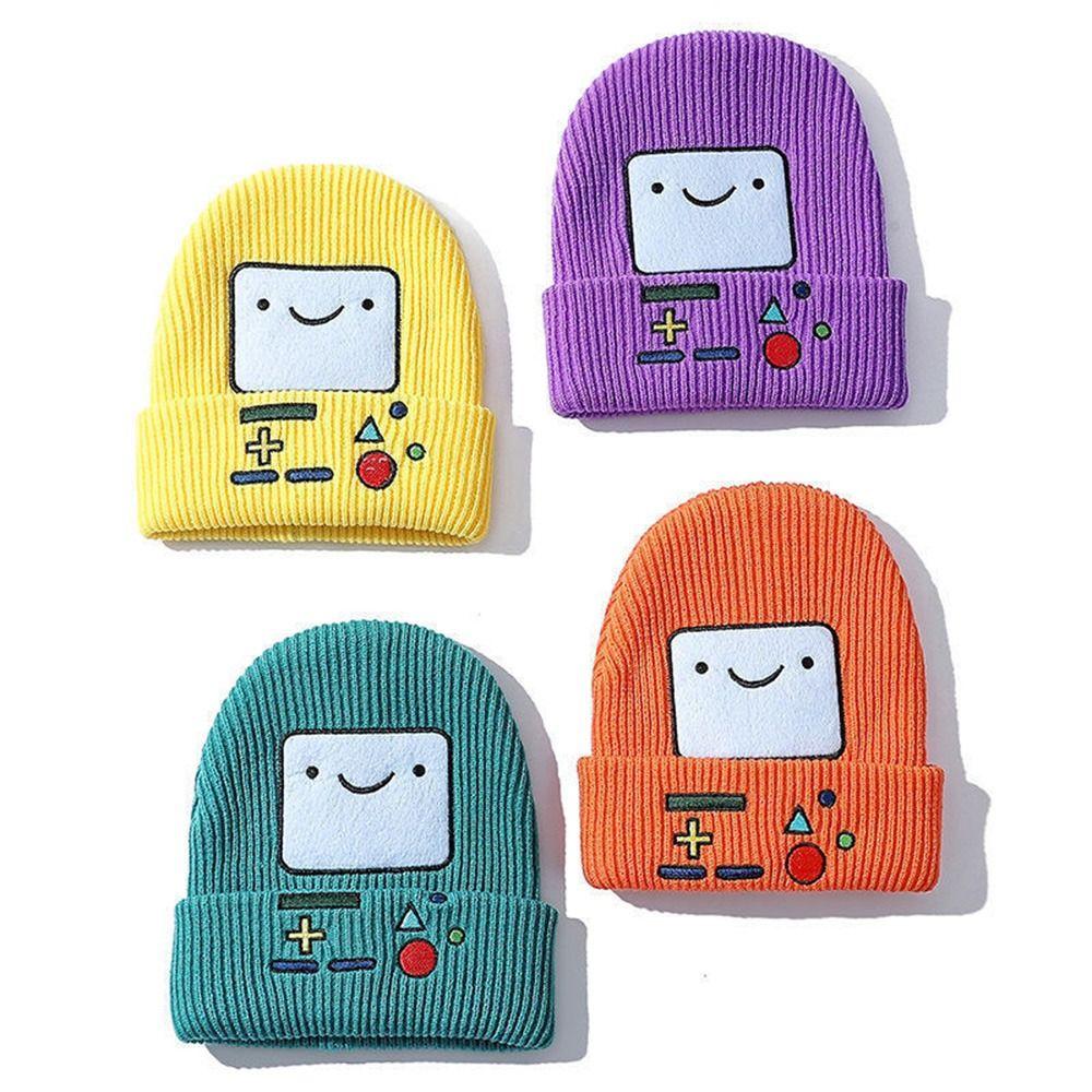 Embroidered Knitted Beanies Hat Game Machine Pattern Knitted Skull Bonnet Winter Cap  Unisex