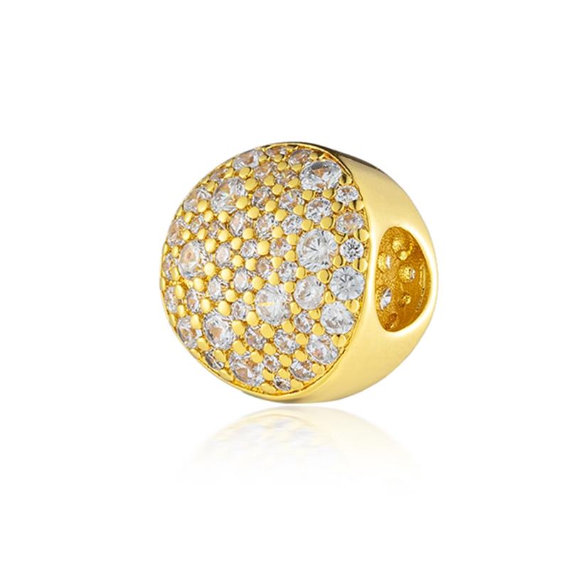 Gold Plated Heart Flower Clip Charm Beads Dangle For Snake Bracelet Necklace DIY Jewelry Women Gift Sparking