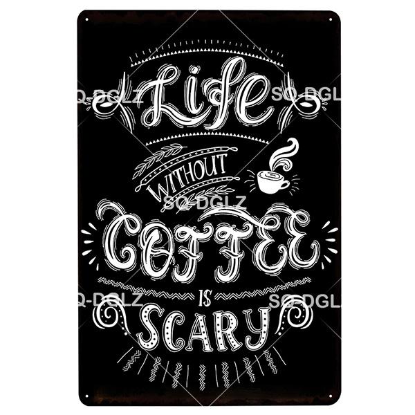 [SQ-DGLZ]Coffee Metal Sign Vintage Metal Plaque Plate Decor For Pub Bar Wall Decor Tin Signs Retro Cafe Poster Coffee Shop