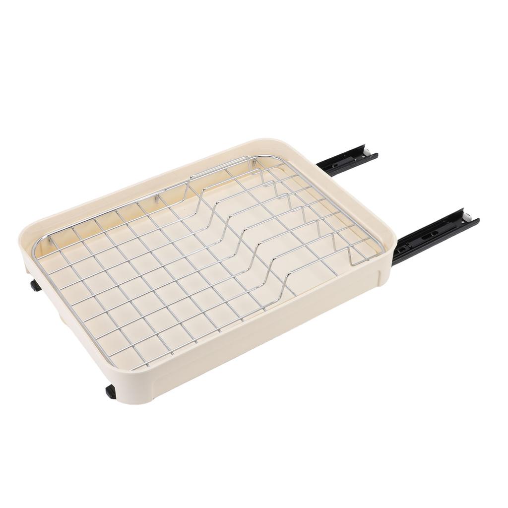 Pull Out Cabinet Organizer Slide Out Dish Shelf Storage Rack Kitchen Drawer with Slide Rail