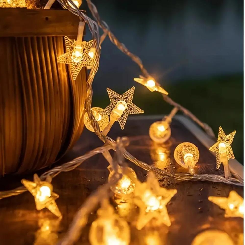 1PC LED Star and Bubble Lamp String Yard Light Waterproof Holiday Lights For Tent Wedding Birthday Party Canopy Camping Decor
