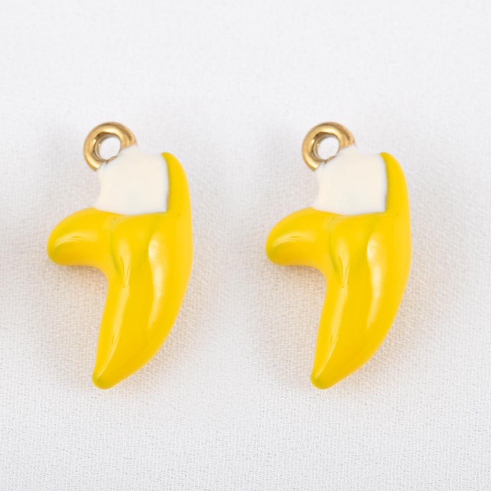 2pcs Stainless Steel Enamel Cute Strawberry Banana Corn Grape Cherry Charms Gold Plated DIY Bracelet Earrings Jewelry Findings