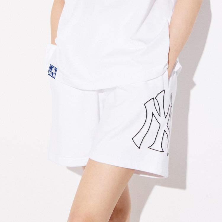 New MLB Base Logo Casual Shorts Unisex White 3ASPB0223-50WHS