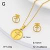 Stainless Steel Gold Flower Set Women 4pcs Necklace Earrings Bracelet Ring Cubic Zirconia Luxury Wedding Party Anniversary Gift