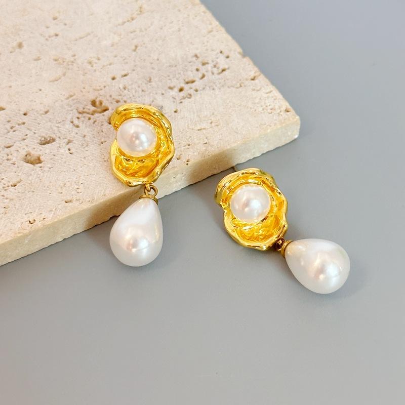 Trendy French Simple Earrings Irregular Water Drop Stud Earrings