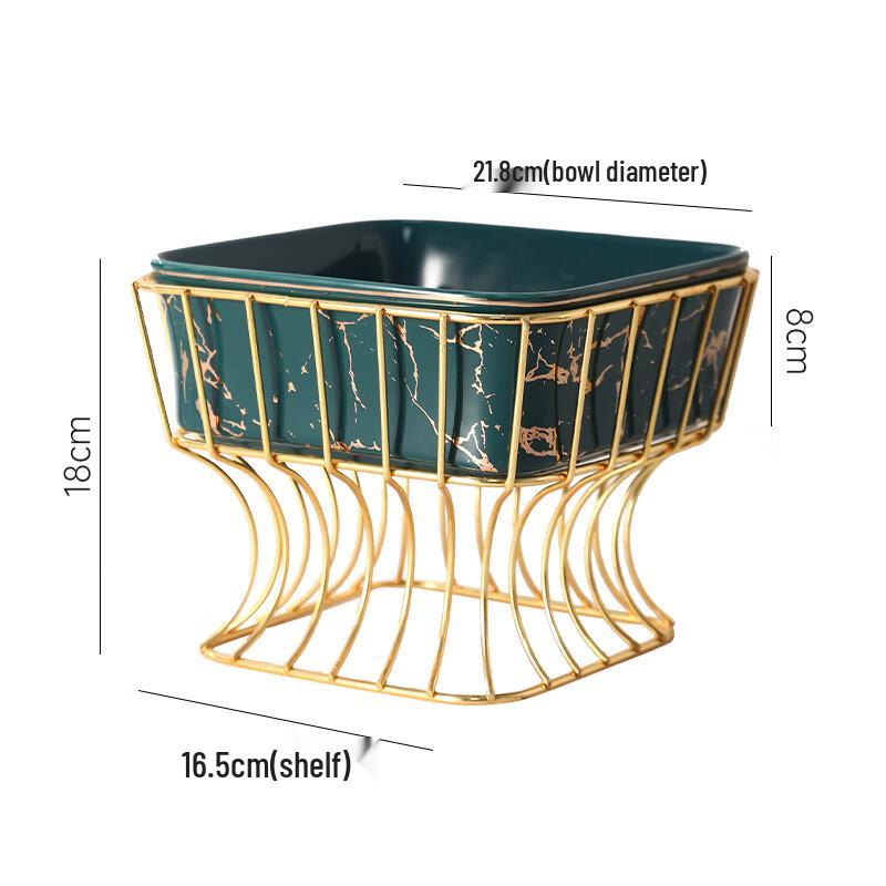 Qianxing Ceramic Marble Gold Pattern Square Salad Fruit Bowl