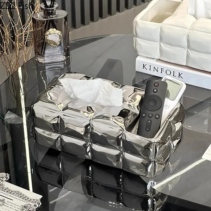 Creative Rectangular Bread Shaped Tissue Box Coffee Table Desk Decoration Ceramic Tissue Box Bedside Table Paper Towel Case