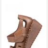 Johnature Retro Wedges Sandals Genuine Leather Breathable Shallow Soft Soled Women's Shoes