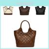 Fashionable Large Capacity Quilted Bowknot Tote Bag For Women In Black Cream Brown Colors