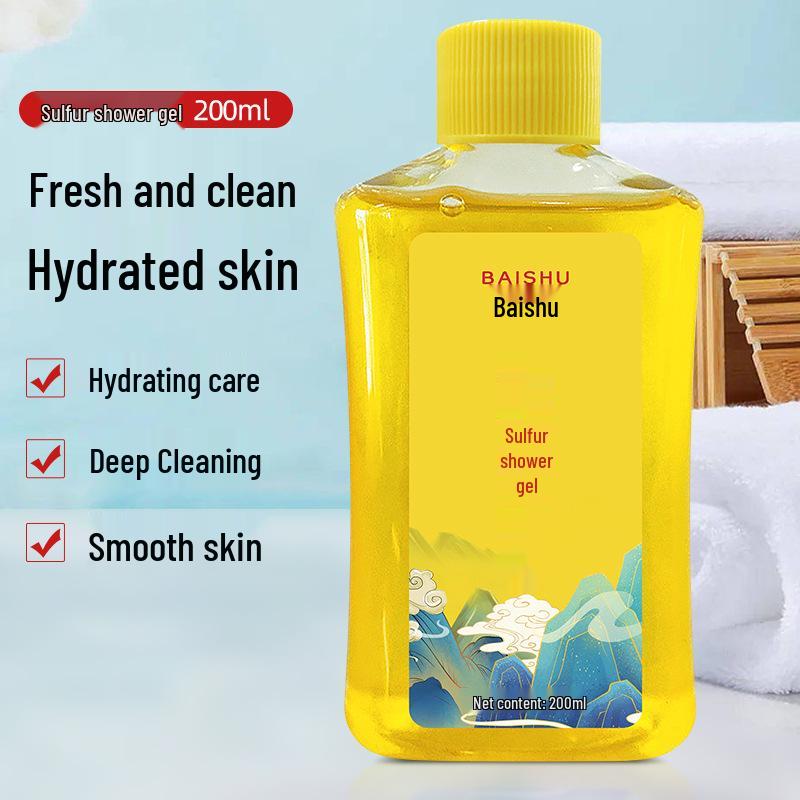 Baishu Antibacterial Portable Sulfur Shower Gel, 200ml - Cleansing and Care Formula
