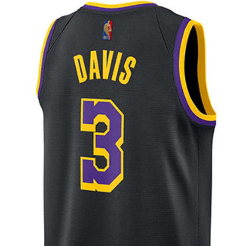 Nike NBA Lakers Fan Jersey 2020-21 Retro Davis No. 3 Men Tops Black CN9929-010