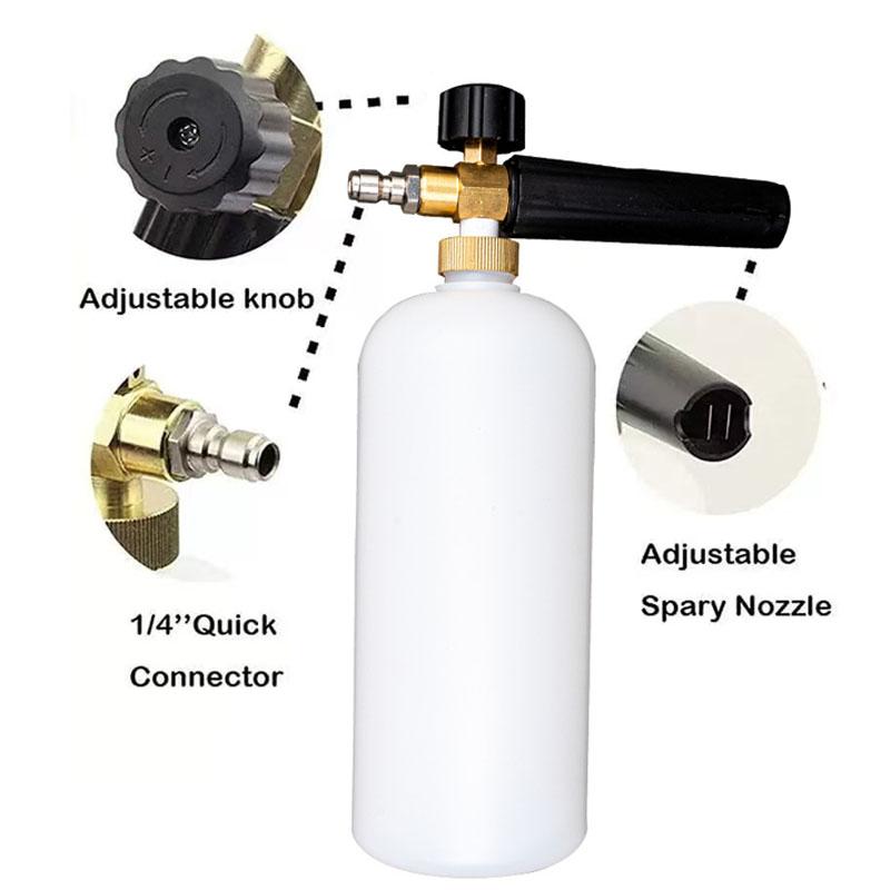 1pc Foam Cannon, Heavy-duty Vehicle Foam Shock Wave Wide-neck Adjustable Snow Foam Gun And Thick Foam, With 1/4 Inch Quick Conne