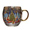 10oz Christmas Painted Mug Winter Scenery Painted Mugs Stained Glass Holiday Drinking Coffee Cup for Cafe Home Bar Decor
