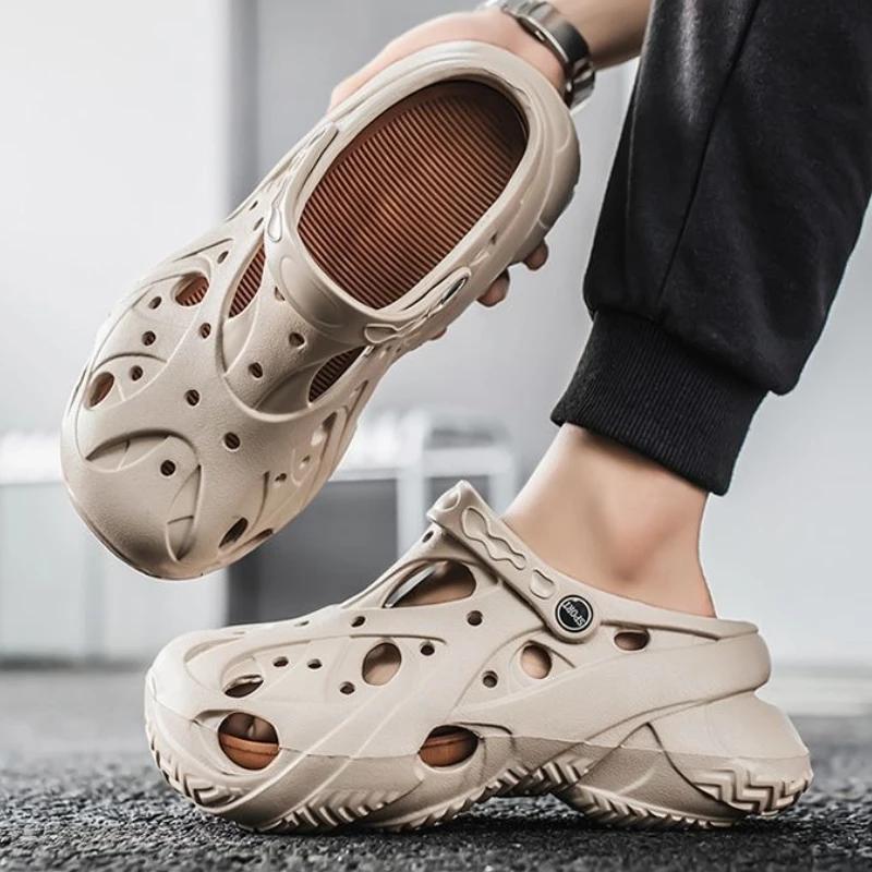 Height Men's Sandal Hole Shoes Beach with Platform Open Toe New Fashion Luxury 2026 Summer Sale Clearance Big Size H Male Shoe