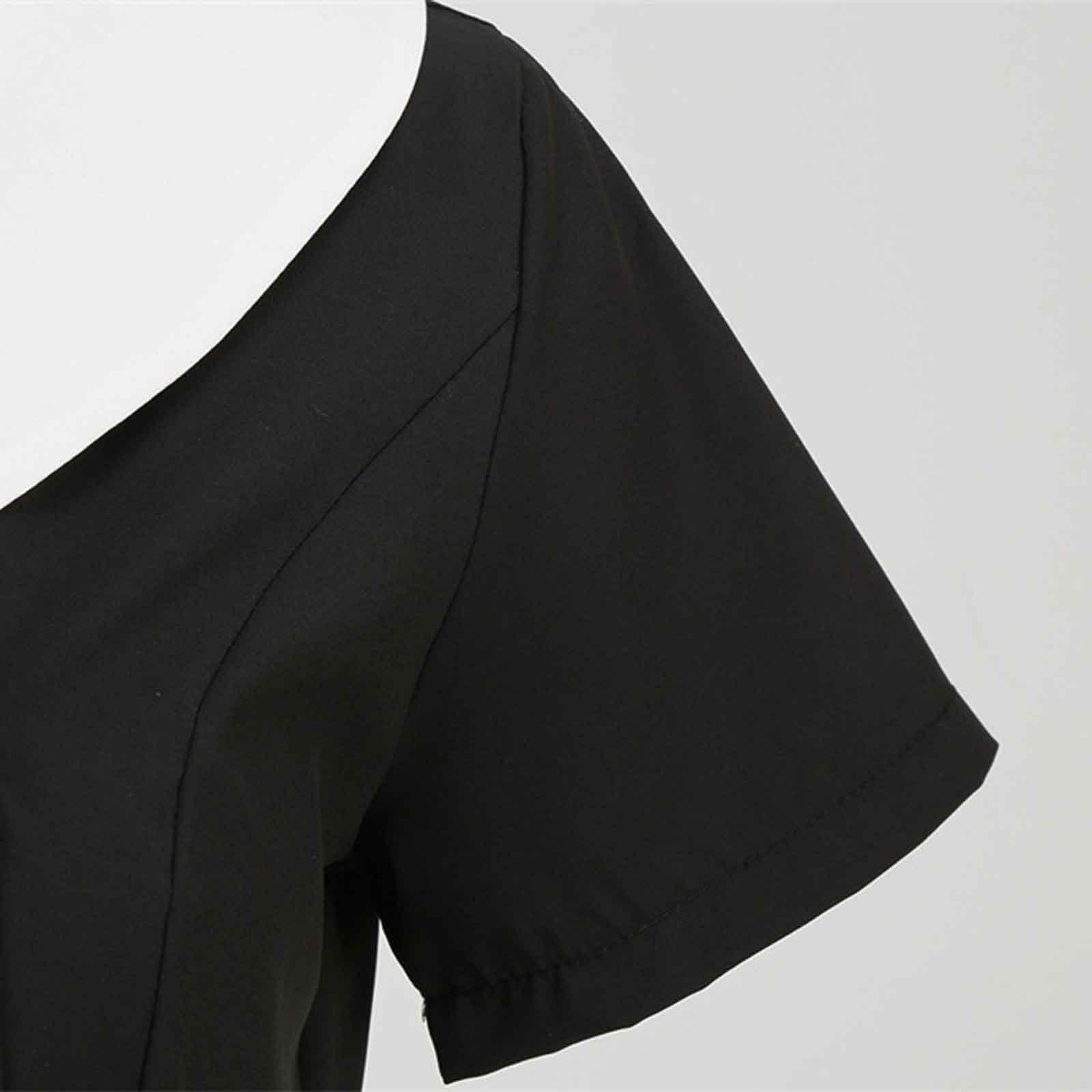 Женское модное двубортное тонкое и тонкое платье с v-образным вырезом в стиле ретро — фото 8