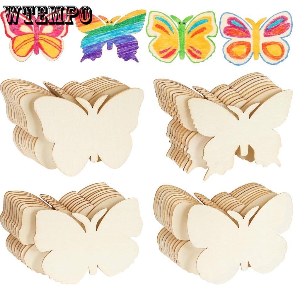 40pcs Butterfly Unfinished Wooden Blank Wood Butterfly Shaped Slices Cutouts for Birthday DIY Painting Tags Wedding Home Decorations