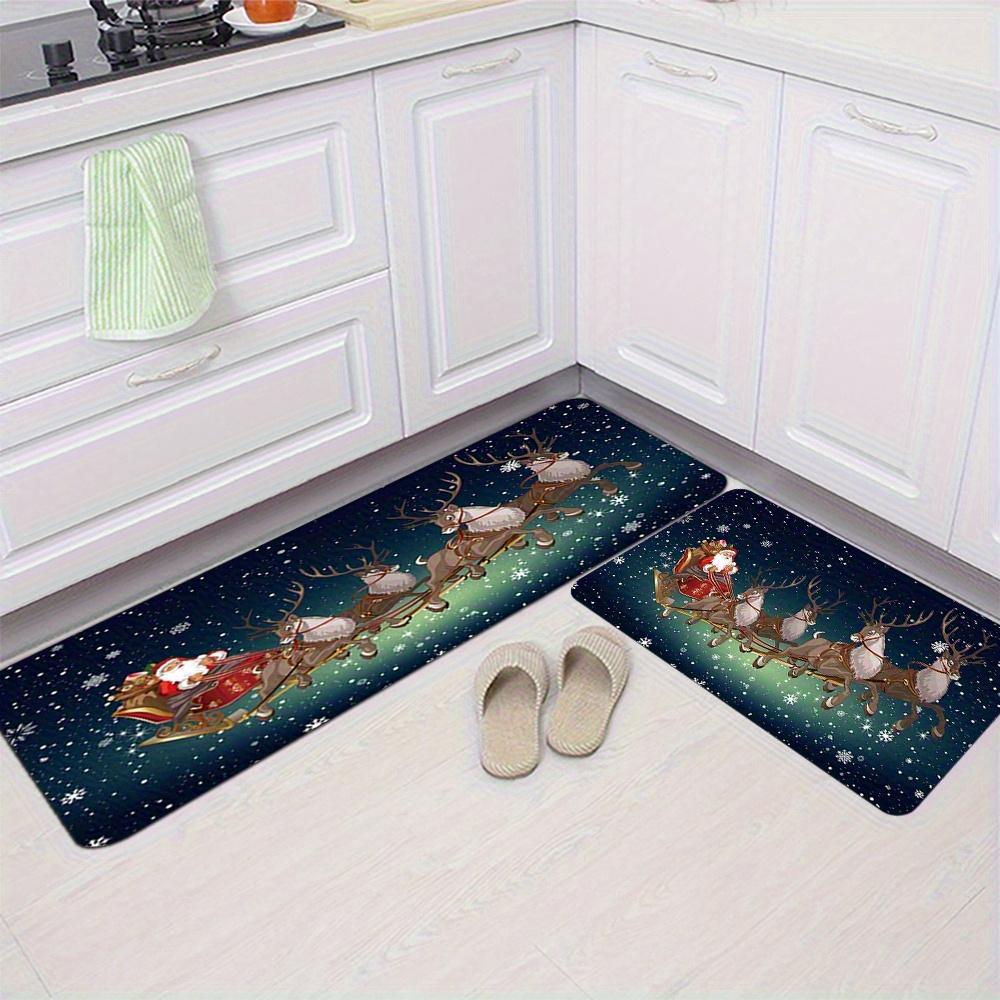 1Pcs Anti Fatigue Kitchen Rugs,Christmas Deer  Print Waterproof Non-Slip Thick Cushioned Kitchen Mat Heavy Duty Comfort Standing Mat for Kitchen