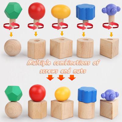Kid Wooden Screw Matching Game Montessori Parish Toy Nut Bolt Disassembly Fine Motor Skill Shape Color Sensory Educational Toy