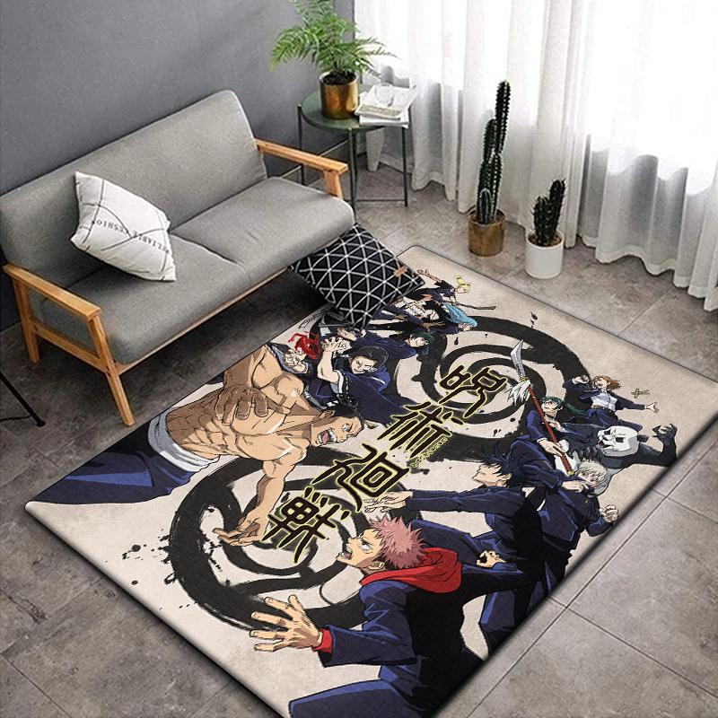 Jujutsu Kaisen Anime Rug Large,Carpet Rug for Living Room Bedroom Sofa Decoration,Doormat Kitchen Non-slip Floor Mat Picnic Camp