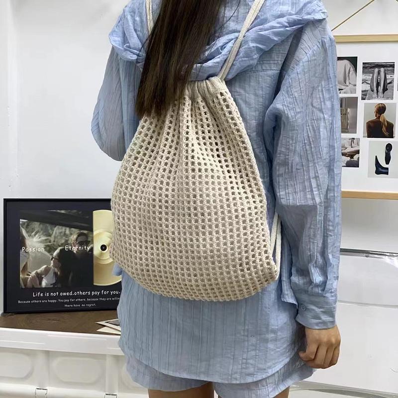 Yogodlns Mode Frauen Hohl Gewebte Schulter Taschen Große Kapazität Häkeln Tasche Stricken Handtaschen Eco Weibliche Einkaufstasche