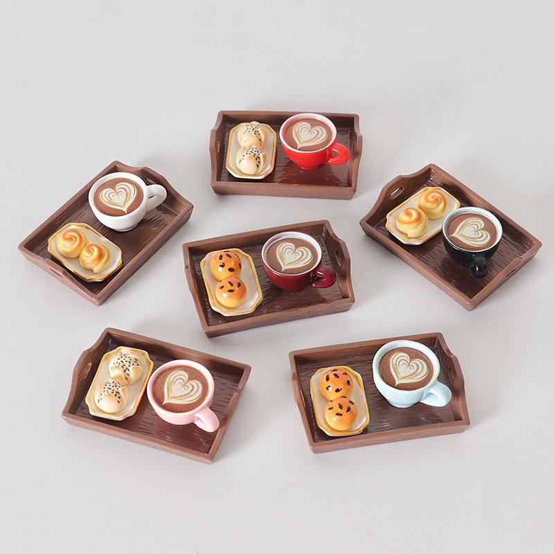 Miniature Pastry Models & Coffee Cup Ornaments for Dollhouse Scene Decorations