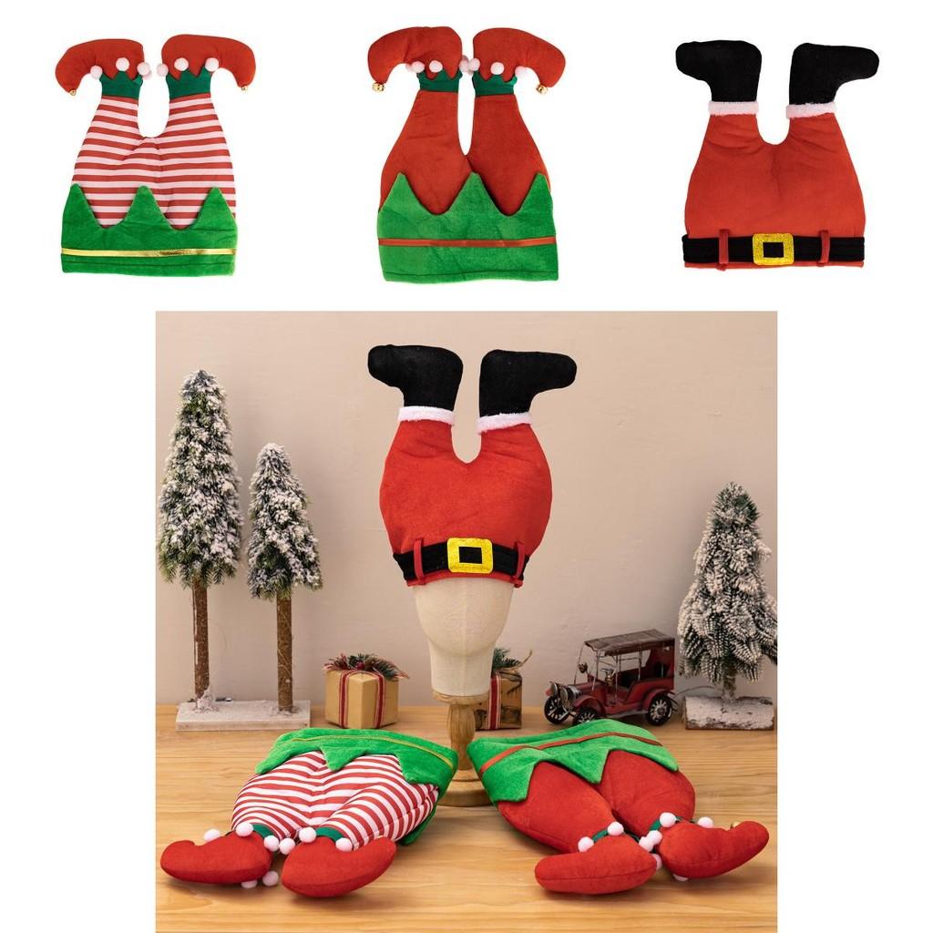 Elf Christmas Festive Leg Hat In Bright Red And Green For Merry Decorations Holiday