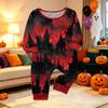 Family Matching Halloween Print Loungewear Set Long Sleeve Top and Pants for Parents and Kids