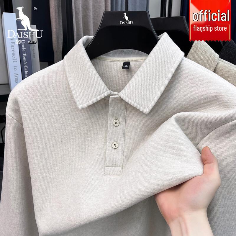 Men's Wool-Blend Long Sleeve Polo Shirt