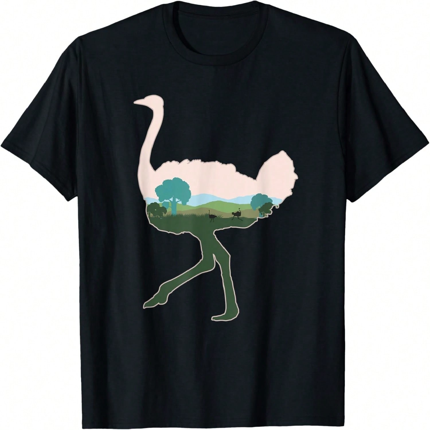 Ostrich Print Landscape - Cute Ostrich T-Shirt S разноцветный