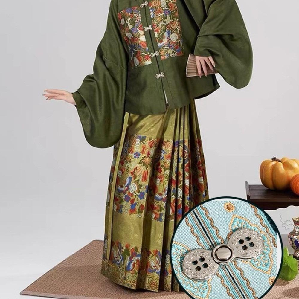Carved Pattern Metal Frog Fastener Four Hole Garment Decor Button For Cheongsam