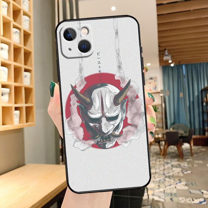 Oni Hannya Demon Mask Phone Case For iPhone 16 17 Pro Max 14 13 12 11 15 Pro Max mini 15 16 Plus 16e 17 Air Cover