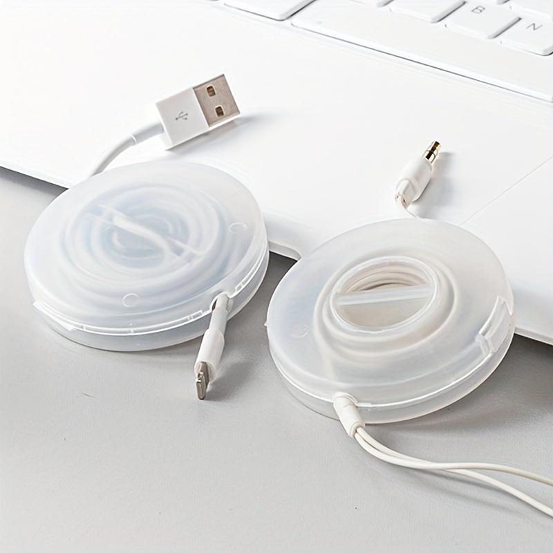 1pc Portable Charger Cord Holder Round Storage Cable Winder Retractable Cable Management Flexible USB Wire Cord Reel