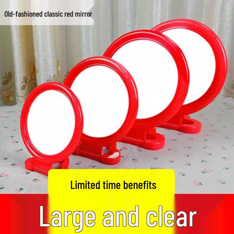 Vintage-Style Large Round HD Plastic Mirror - Tabletop or Wall-Mounted Dressing Mirror