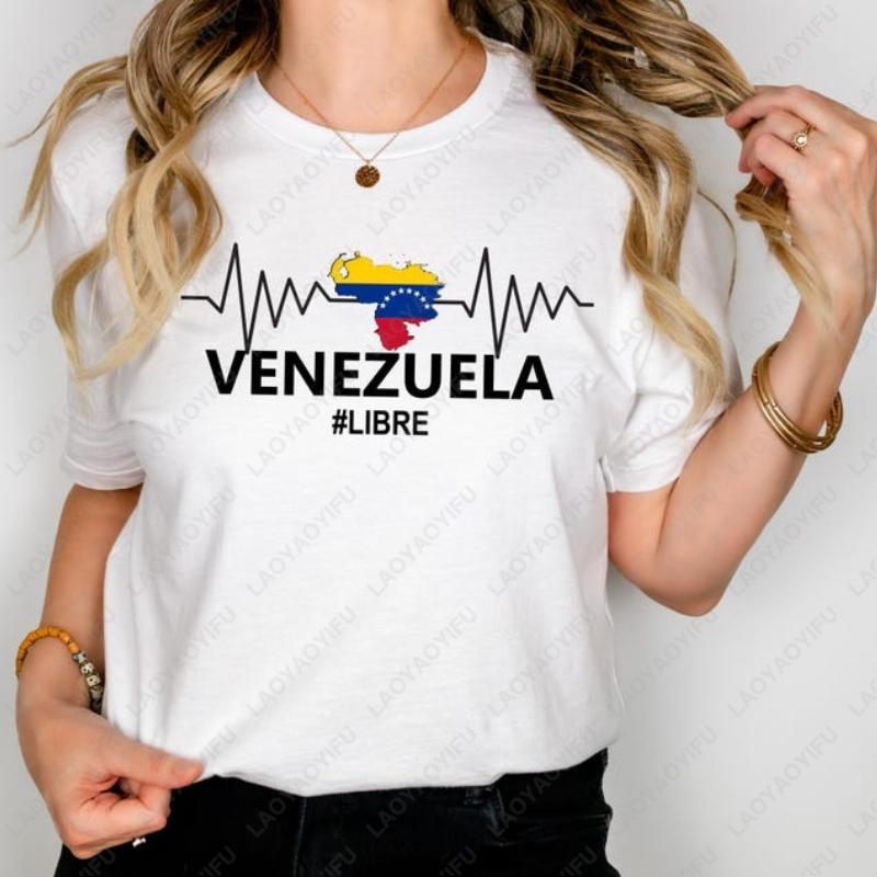 Free Venezuela Libre Graphic Unisex Cotton Tshirt Peace Sovereignty Flag Creative Trend Casual Style Printed Women Man Tops