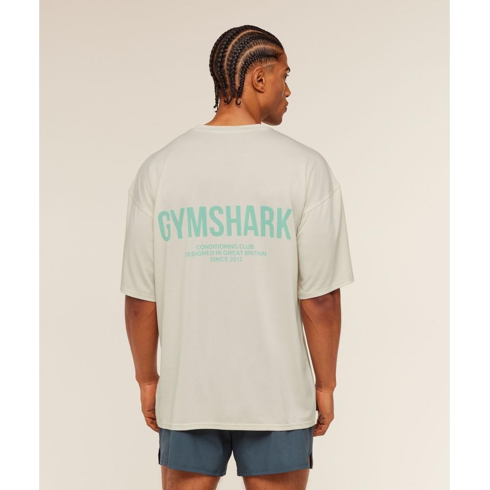 Gymshark Washed T shirT sofT whiTe Pop Turquoise condiTioning Club