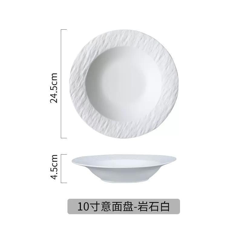 Western Ceramic Dinner Plate Black White Matte Steak and Pasta Dishes Round Salad and Dessert Plate for Home Use Hotel Tableware