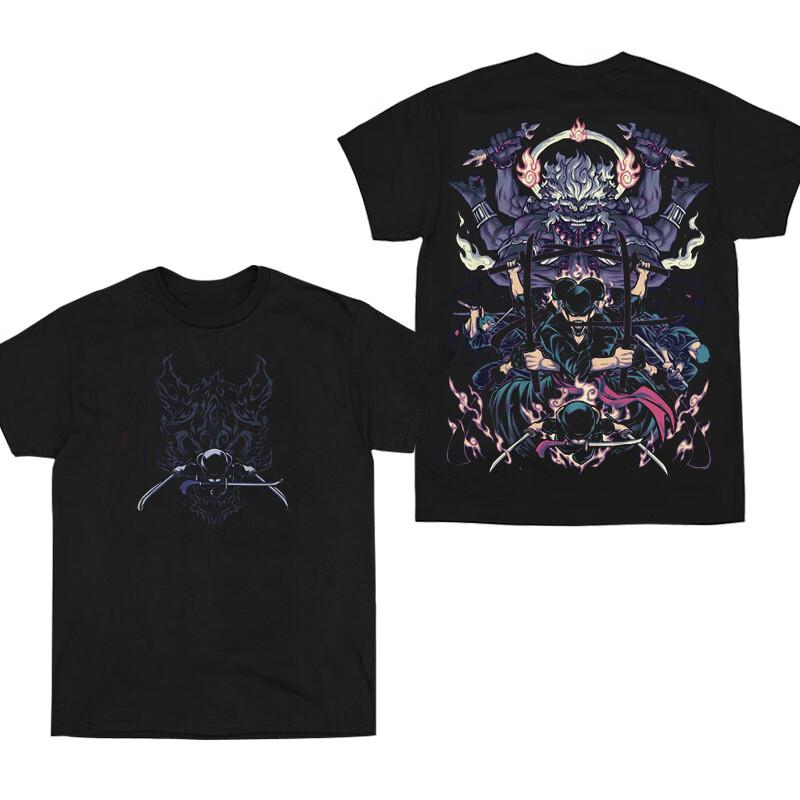 One Piece Anime Character Printing Oversized Cotton Tshirt Men and Women Comfortable Y2K Childrens Clothing Summer Tshirt