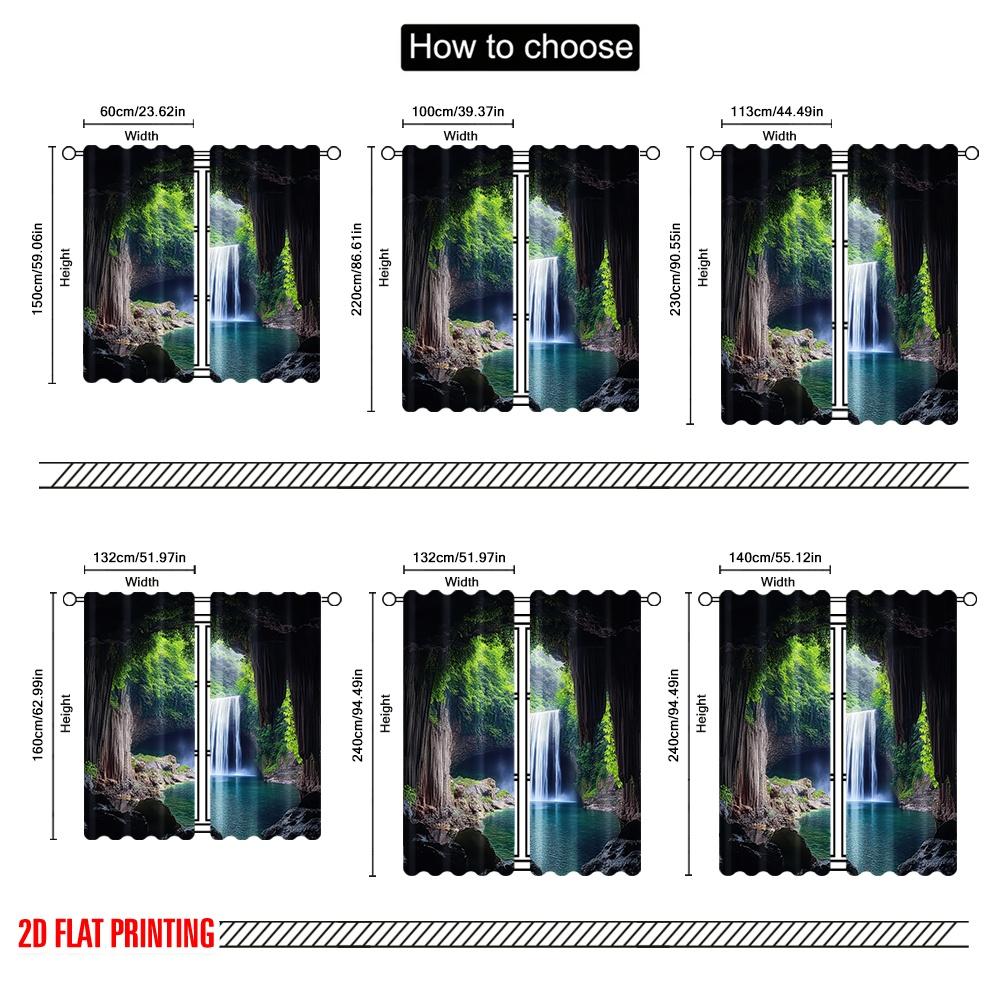 2D flat printing 2pcs Party Window Curtains hole Durable 100% Polyester Fabric  Without Electricity Party Decorations Perfect for