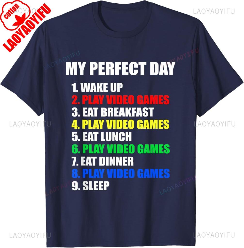 Gift Idea The Perfect Gaming Day Suprise For Gamers TShirt Unisex Unisex Summer Cotton Printed TShirt Casual Streetwear Clothes