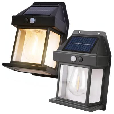 Bubulu Solarna Lampa Ogrodowa na Słupek Bramy z Czujnikiem Ruchu Retro Włącza się Automatycznie Zestaw 2 Lamp, Czujnik, Wejście, Ogród, Design, Włączona, (Ustaw 2)